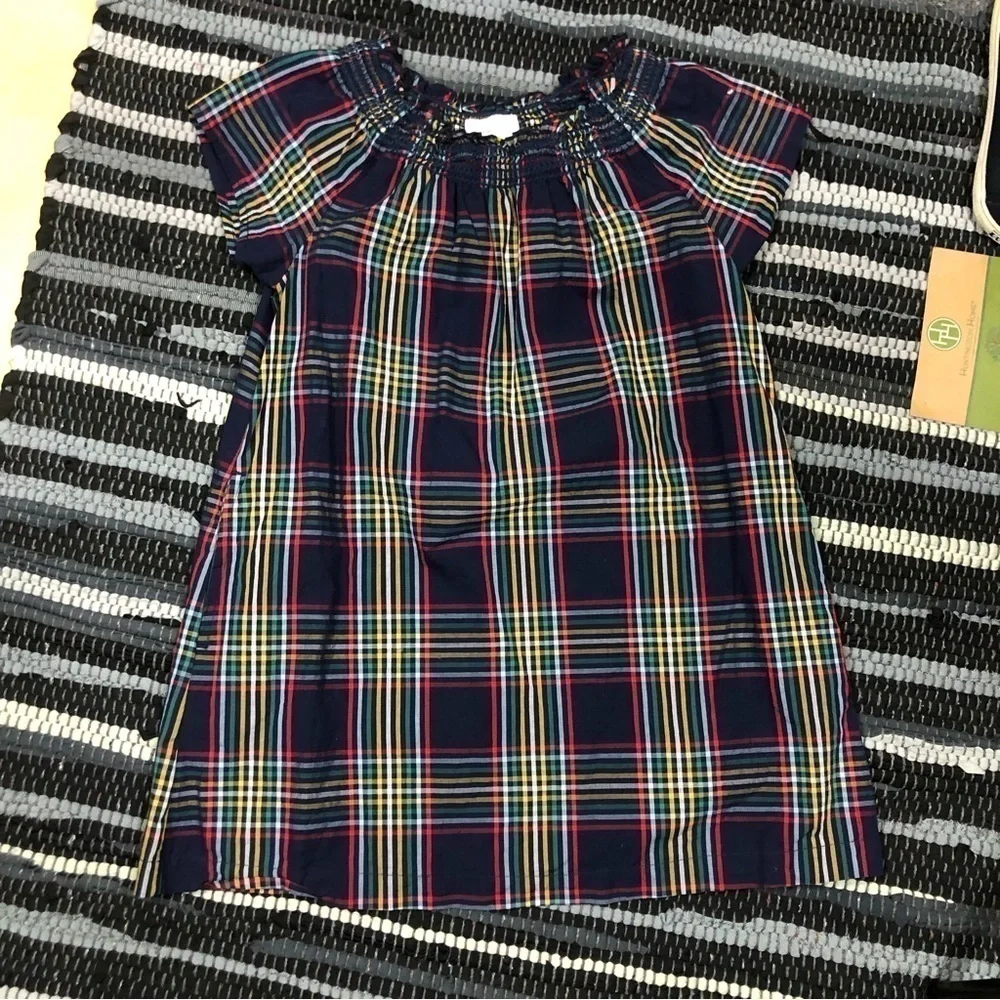 Hanna Anderson Blue Plaid Smocked Dress 5